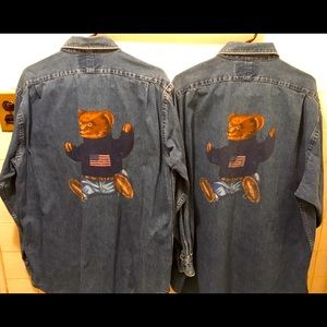 Polo bear denim shirt, large ( sold individually)